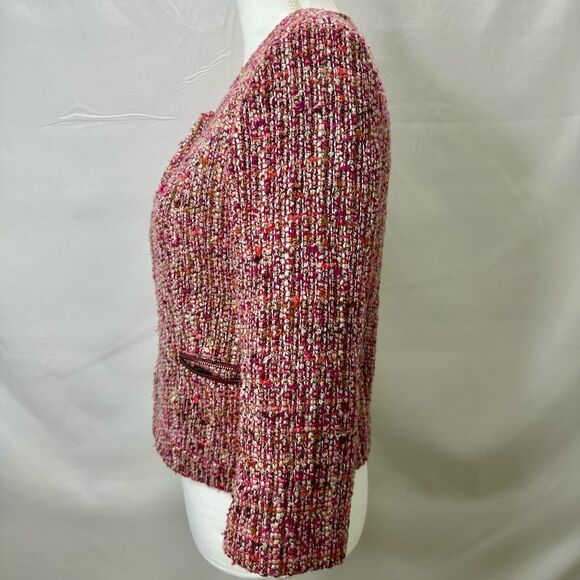 Anthropologie Cartonnier Pink Multicolor Rosily Tweed Jacket Size 4 - Picture 9 of 14